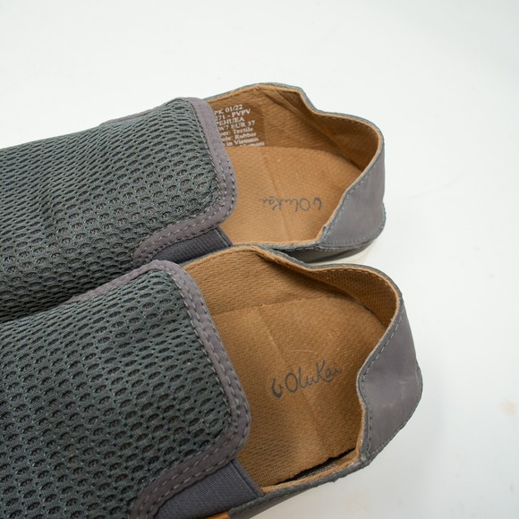 OluKai Pehuea Slip On Sneaker Breathable Women's Grey Mesh Mule Shoes 7 - Picture 7 of 10